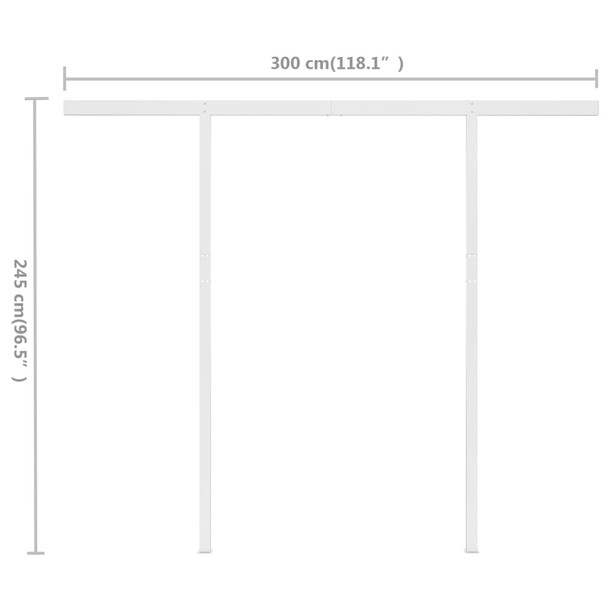 Tenda na ručno uvlačenje sa stupovima 3 x 2,5 m plavo-bijela 3069896