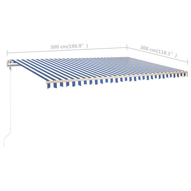 Tenda na ručno uvlačenje sa stupovima 5 x 3 m plavo-bijela 3069976