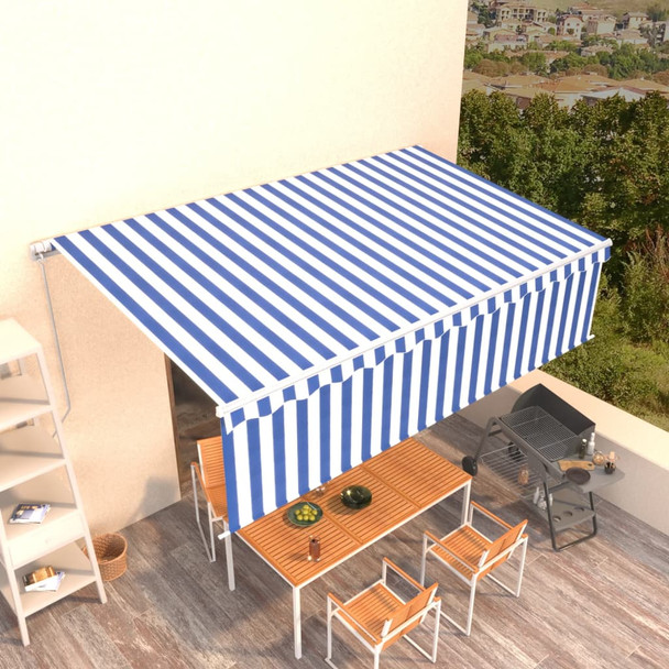 Tenda na ručno uvlačenje s roletom 5 x 3 m plavo-bijela 3069336