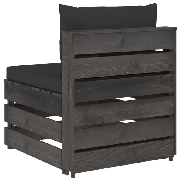 Modularna srednja sofa s jastucima od sivo impregniranog drva 3068127
