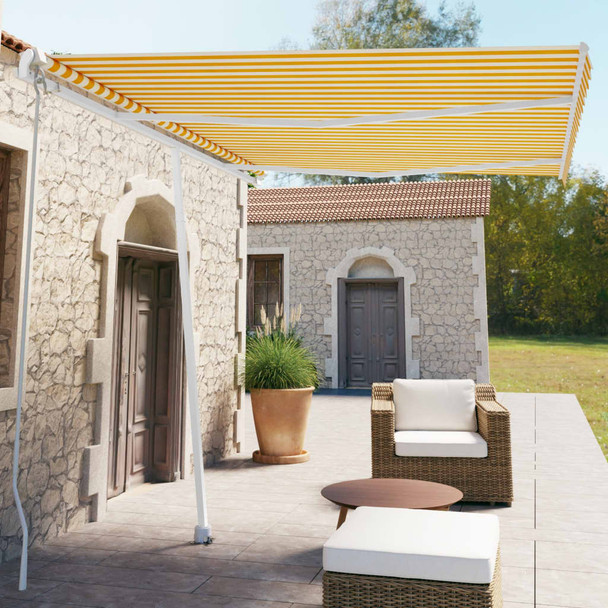 Samostojeća tenda na ručno uvlačenje 350 x 250 cm žuto-bijela 3069518