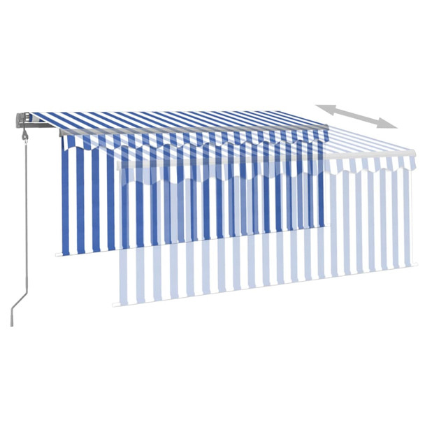 Automatska tenda s roletom i senzorom LED 3x2,5 m plavo-bijela 3069391