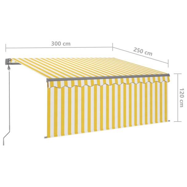 Automatska tenda s roletom i senzorom LED 3 x 2,5 m žuto-bijela 3069393