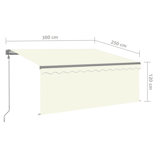 Automatska tenda s roletom i senzorom LED 3 x 2,5 m krem 3069392