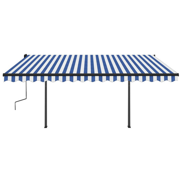 Automatska tenda na uvlačenje sa stupovima 4 x 3 m plavo-bijela 3070146