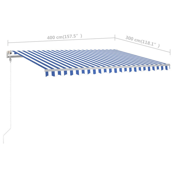 Tenda na ručno uvlačenje sa stupovima 4 x 3 m plavo-bijela 3069936