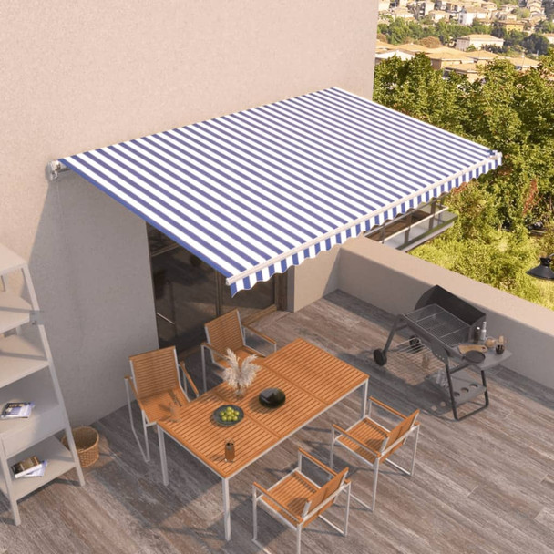 Tenda na ručno uvlačenje 500 x 350 cm plavo-bijela 3069016