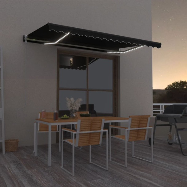 Automatska tenda sa senzorom za vjetar LED 400x350 cm antracit 3069194