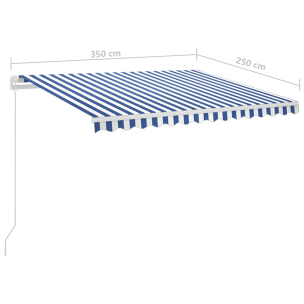 Automatska tenda na uvlačenje 3,5 x 2,5 m plavo-bijela 3069926