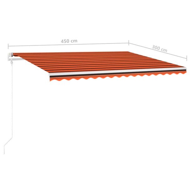 Tenda na ručno uvlačenje sa stupovima 4,5x3 m narančasto-smeđa 3069960