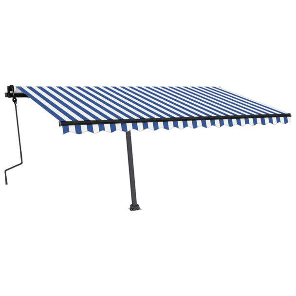 Tenda na ručno uvlačenje s LED svjetlom 450x300 cm plavo-bijela 3069761