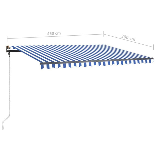 Tenda na ručno uvlačenje s LED svjetlom 450x300 cm plavo-bijela 3069761