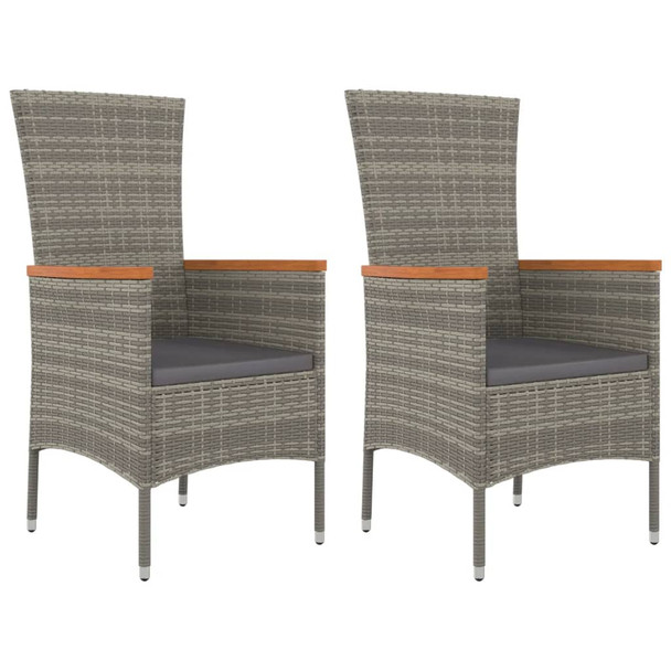 Vrtne stolice s jastucima 2 kom od poliratana sive 319526