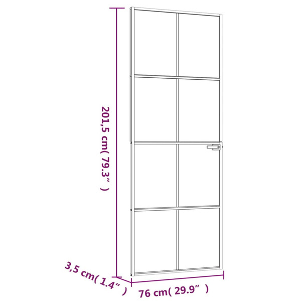 Sobna vrata crna 76 x 201,5 cm kaljeno staklo i aluminij tanka 153662