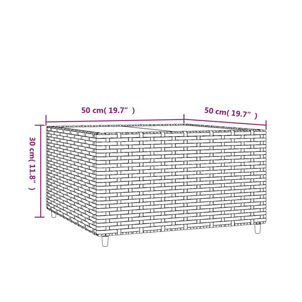 Četvrtasti vrtni stolić za kavu sivi 50 x 50 x 30 cm poliratan 319859