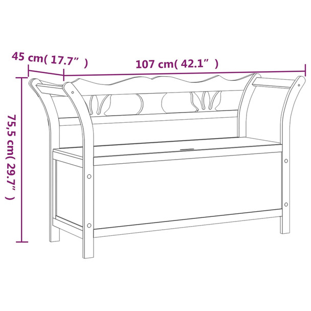 Klupa 107 x 45 x 75,5 cm od masivne jelovine 351777