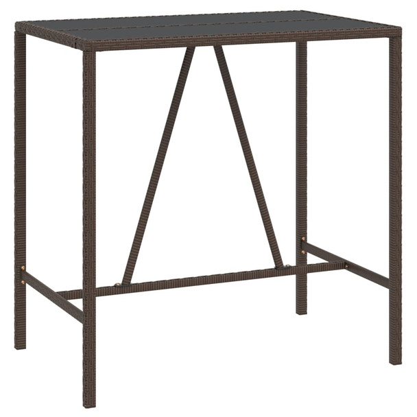 Barski stol sa staklenom pločom smeđi 110x70x110 cm poliratan 362587