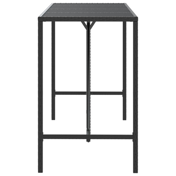 Barski stol sa staklenom pločom crni 180x70x110 cm poliratan 362591