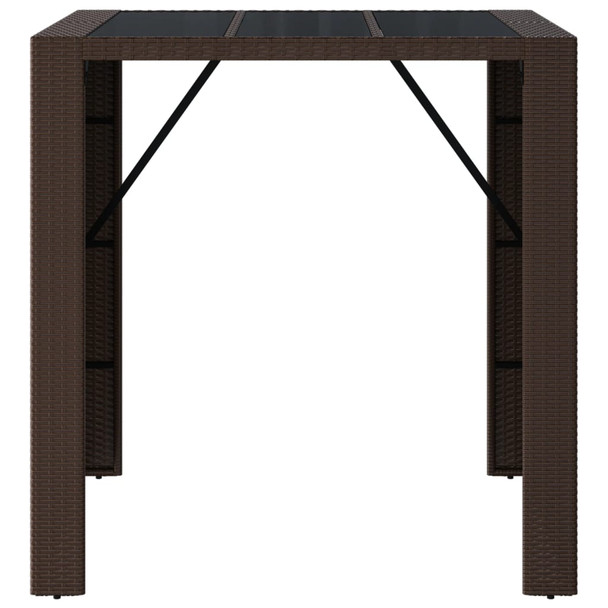 Barski stol sa staklenom pločom smeđi 105x80x110 cm poliratan 362593