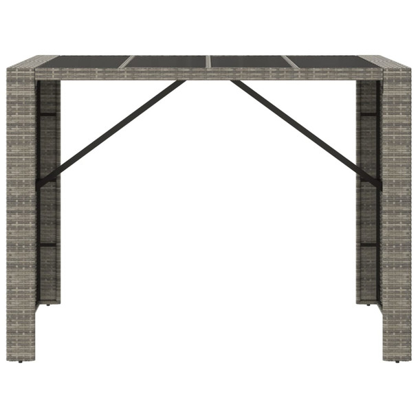 Barski stol sa staklenom pločom sivi 145x80x110 cm poliratan 362598