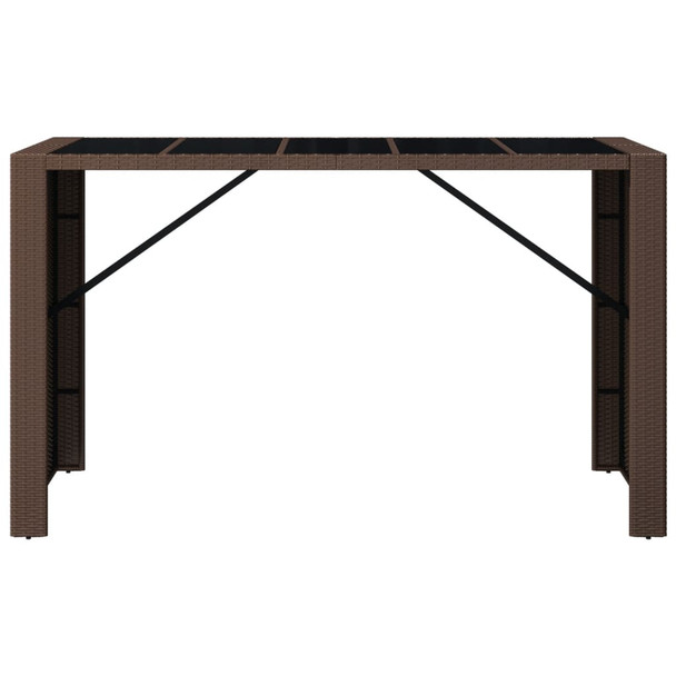 Barski stol sa staklenom pločom smeđi 185x80x110 cm poliratan 362599