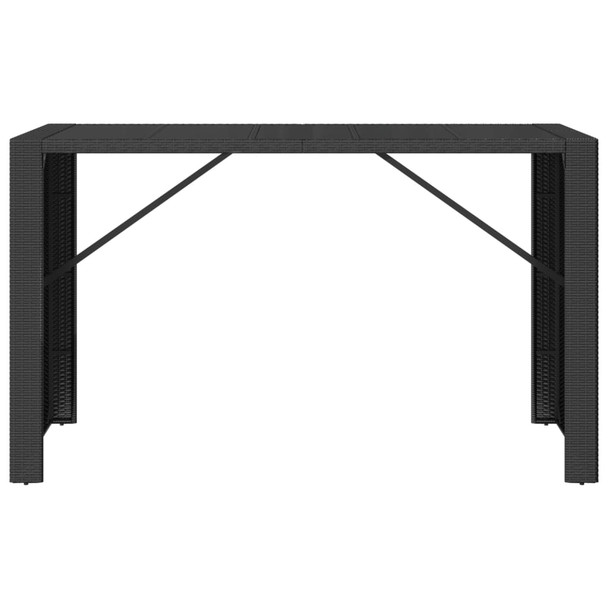 Barski stol sa staklenom pločom crni 185x80x110 cm poliratan 362600