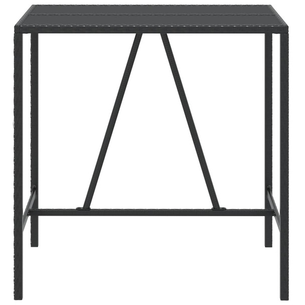 Barski stol sa staklenom pločom crni 110x70x110 cm poliratan 362588