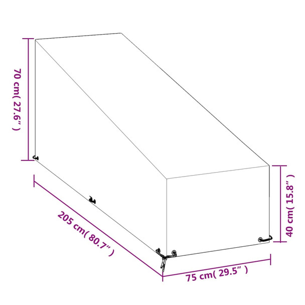 Navlaka za ležaljku s 12 ušica 205x75x40/70 cm od polietilena 319343