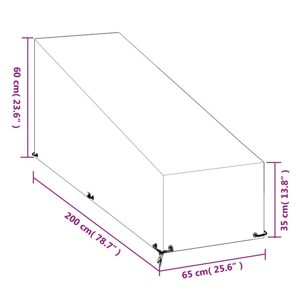 Navlaka za ležaljku s 12 ušica 200x65x35/60 cm od polietilena 319344