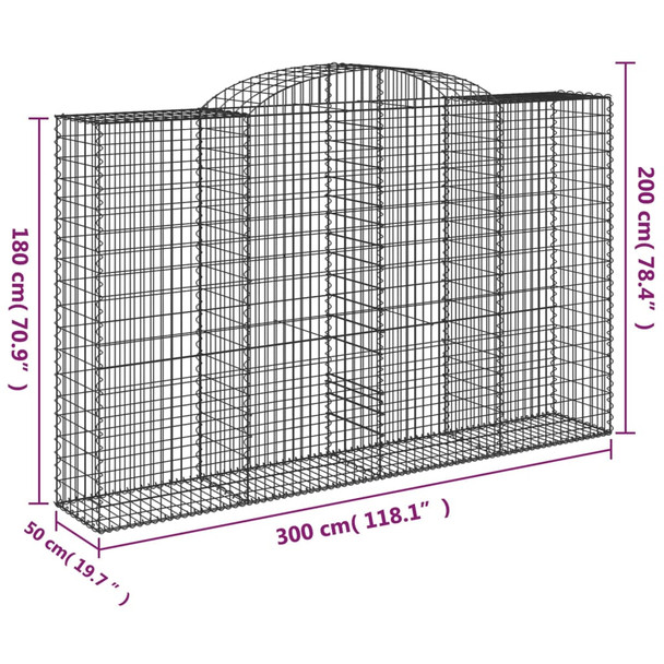 Lučne gabionske košare 2 kom 300x50x180/200cm pocinčano željezo 3146773