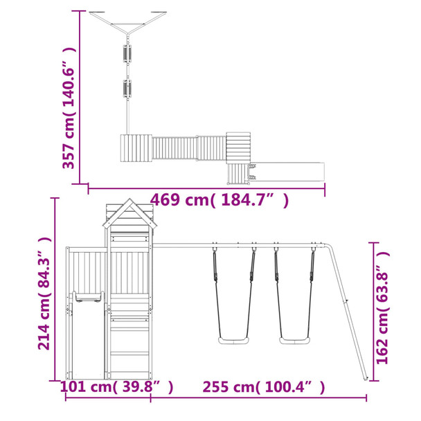 Vanjski set za igru od impregnirane borovine 3155851