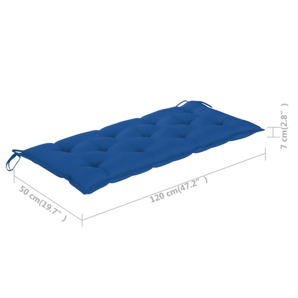 Klupa Batavia s plavim jastukom 120 cm od masivne tikovine 3062179