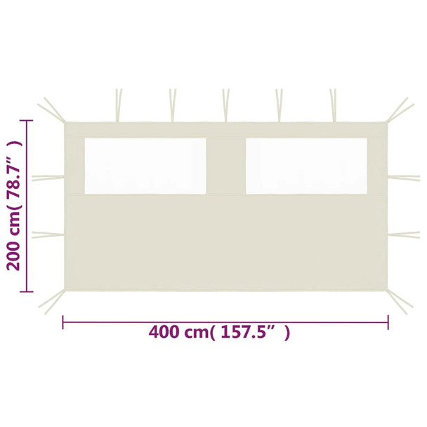 Bočni zid za sjenicu s prozorima 4 x 2 m krem 3070421