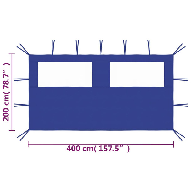 Bočni zid za sjenicu s prozorima 4 x 2 m plavi 3070422