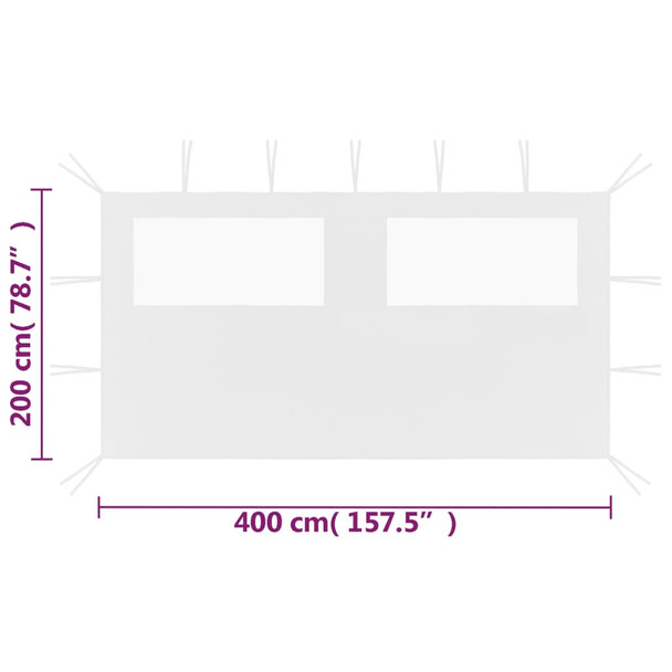 Bočni zid za sjenicu s prozorima 4 x 2 m bijeli 3070424