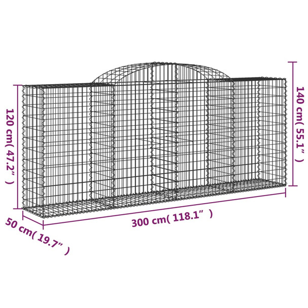 Lučne gabionske košare 7 kom 300x50x120/140cm pocinčano željezo 3146724