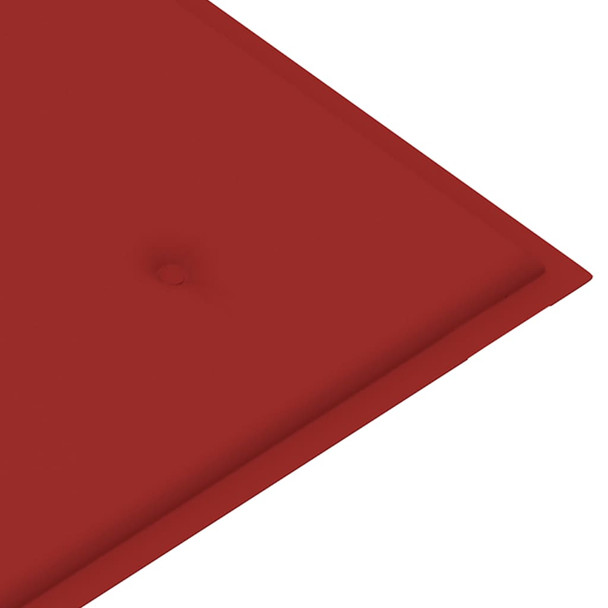 Vrtna klupa s crvenim jastukom 112 cm od masivne tikovine 3062655