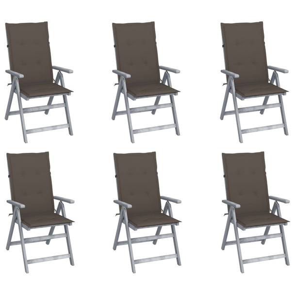 Nagibne vrtne stolice s jastucima 6 kom masivno bagremovo drvo 3065325