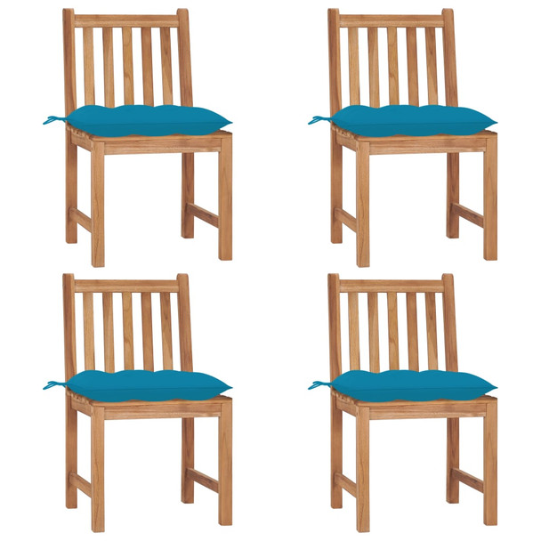 Vrtne stolice s jastucima 4 kom od masivne tikovine 3073107