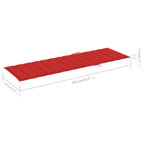 Dvostruka ležaljka s crvenim jastucima od impregnirane borovine 3065990