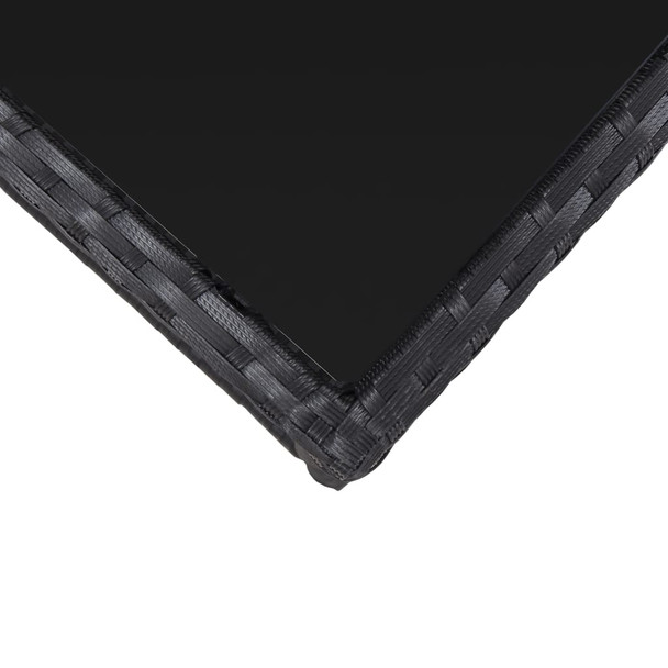 3-dijelni bistro set od poliratana s jastucima crni 46067