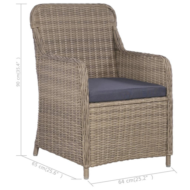 3-dijelni vrtni blagovaonski set smeđi 3068715