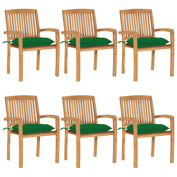 Složive vrtne stolice s jastucima 6 kom od masivne tikovine 3073272