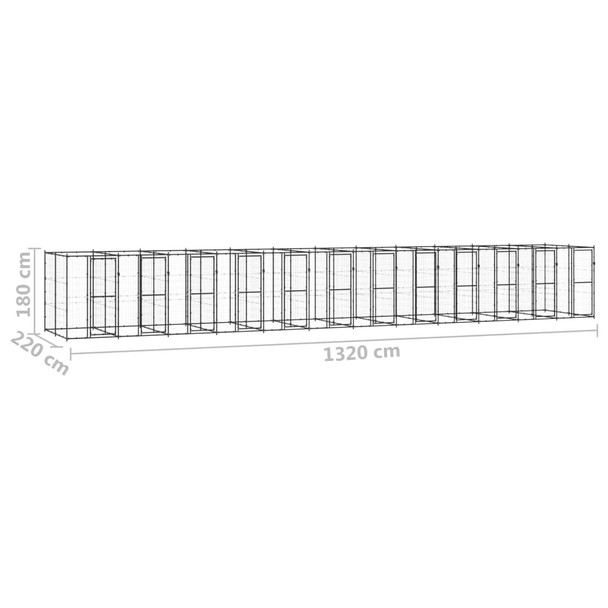 Vanjski kavez za pse čelični 29,04 m² 3082270