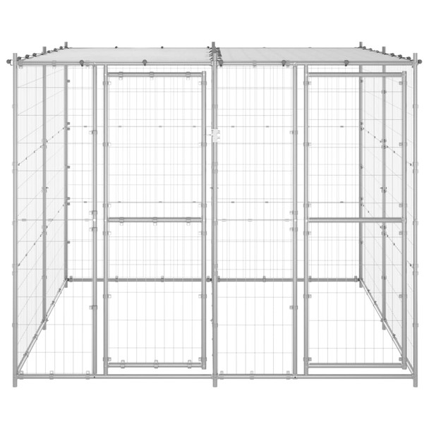 Vanjski kavez za pse od pocinčanog čelika s krovom 4,84 m² 3082271