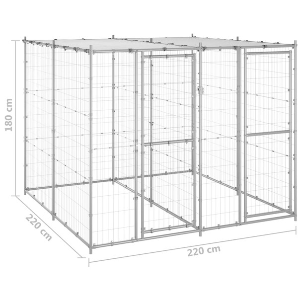 Vanjski kavez za pse od pocinčanog čelika s krovom 4,84 m² 3082271