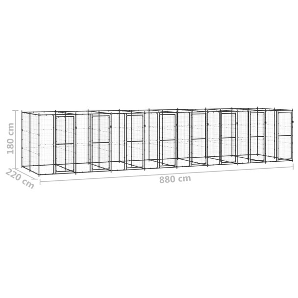 Vanjski kavez za pse čelični 19,36 m² 3082266