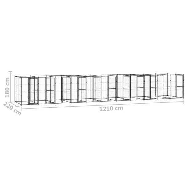 Vanjski kavez za pse čelični 26,62 m² 3082269