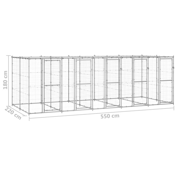 Vanjski kavez za pse od pocinčanog čelika s krovom 12,1 m² 3082274