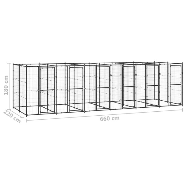 Vanjski kavez za pse čelični 14,52 m² 3082264